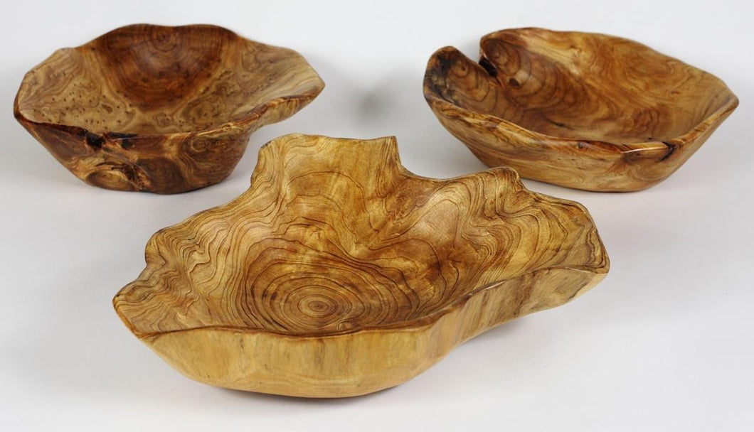Hand-Crafted Root Wood Live Edge Bowl - Medium (12-13