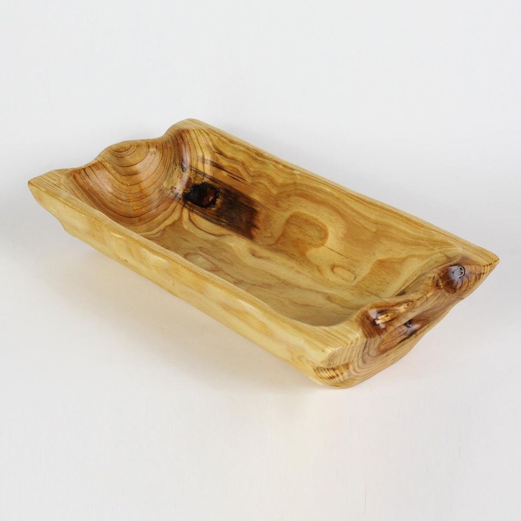 Hand-Crafted Root Wood Live Edge  Bowl - Rectangular (16x7.5x3