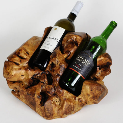 Hand-Crafted Root Wood Live Edge Wine Bottle Holder - 2