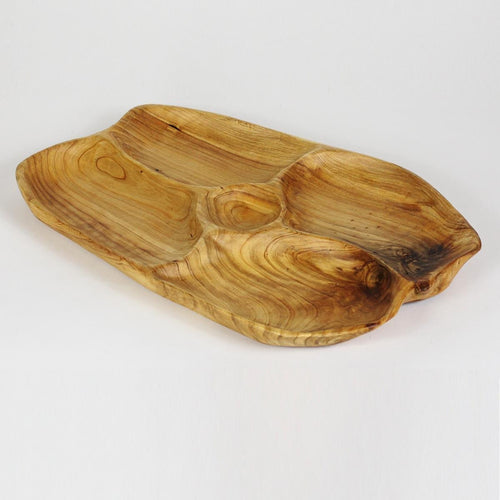 Hand-Crafted Root Wood Live Edge Hand-Crafted Root Wood Live Edge Divided Platter with dip cup (17-19