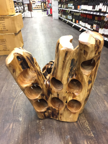 Hand-Crafted Rood Wood Live Edge Wine Stump - 8 bottle (24-30