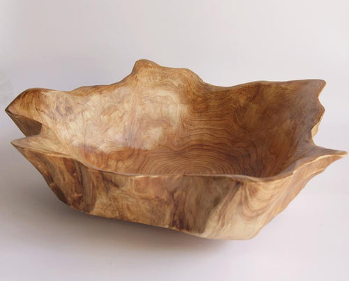 Hand-Crafted Root Wood Live Edge Bowl - Medium Large (14-15