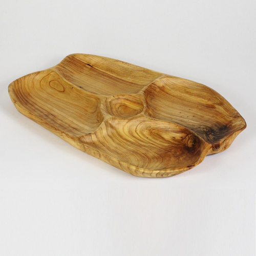 Hand-Crafted Root Wood Live Edge Hand-Crafted Root Wood Live Edge Divided Platter with dip cup - Large - 5 sections  (20-21