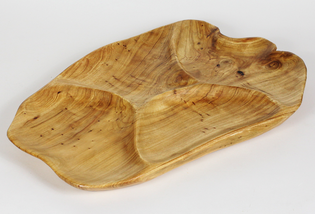 Hand-Crafted Root Wood Live Edge Hand-Crafted Root Wood Live Edge Divided Platter (17-19