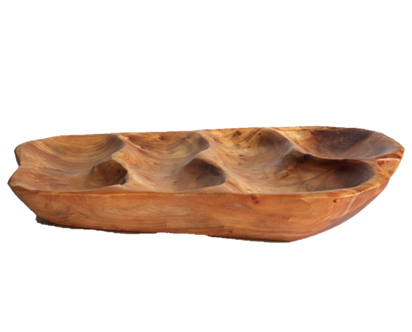 Hand-Crafted Root Wood Live Edge Divided Platter - 4 divisions (17-19